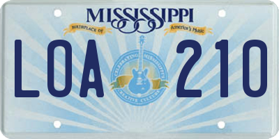 MS license plate LOA210