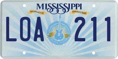 MS license plate LOA211