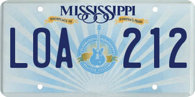 MS license plate LOA212