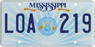 MS license plate LOA219