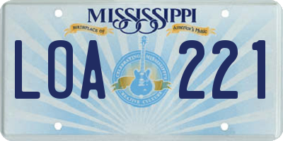 MS license plate LOA221