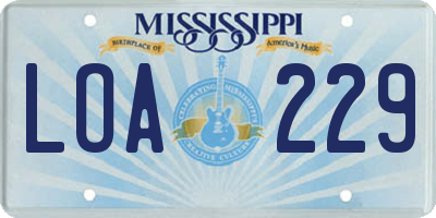 MS license plate LOA229