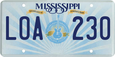 MS license plate LOA230