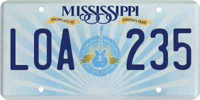 MS license plate LOA235