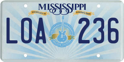 MS license plate LOA236