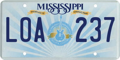 MS license plate LOA237