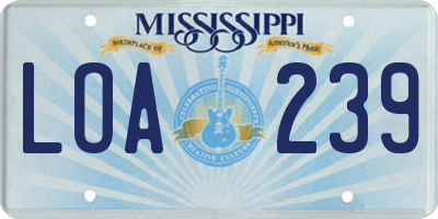 MS license plate LOA239