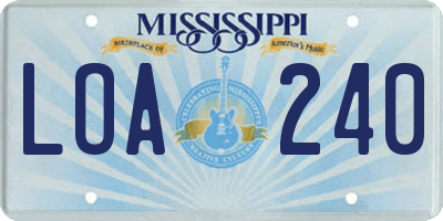 MS license plate LOA240