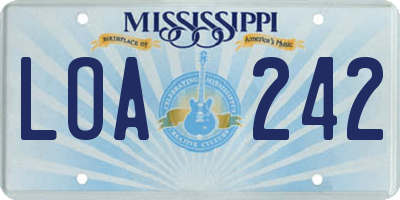 MS license plate LOA242