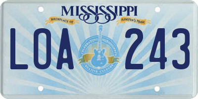 MS license plate LOA243