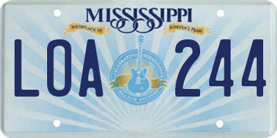 MS license plate LOA244