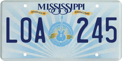 MS license plate LOA245