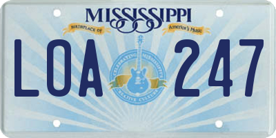 MS license plate LOA247