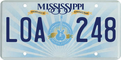 MS license plate LOA248