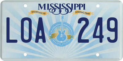 MS license plate LOA249