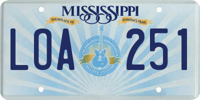 MS license plate LOA251