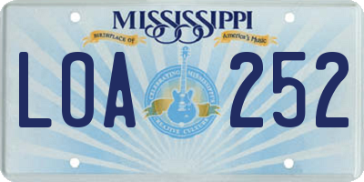 MS license plate LOA252