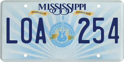 MS license plate LOA254