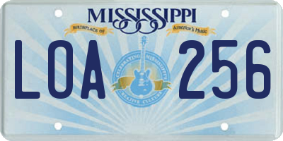 MS license plate LOA256