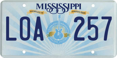 MS license plate LOA257