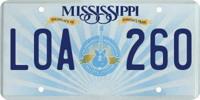 MS license plate LOA260