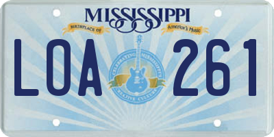 MS license plate LOA261