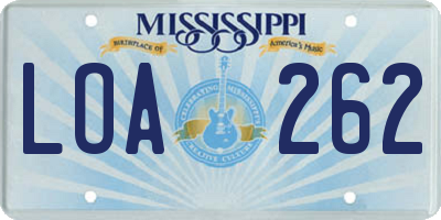 MS license plate LOA262