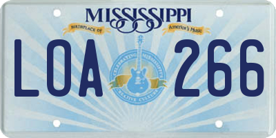 MS license plate LOA266