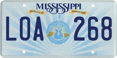 MS license plate LOA268