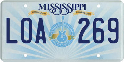 MS license plate LOA269