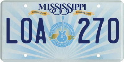 MS license plate LOA270