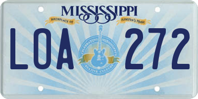 MS license plate LOA272