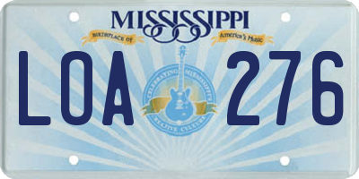 MS license plate LOA276