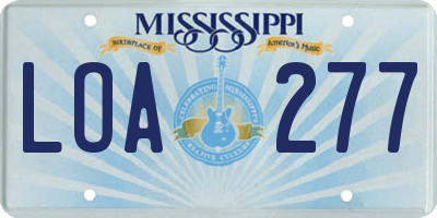MS license plate LOA277
