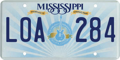 MS license plate LOA284