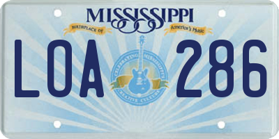 MS license plate LOA286