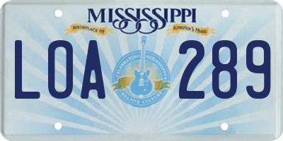 MS license plate LOA289