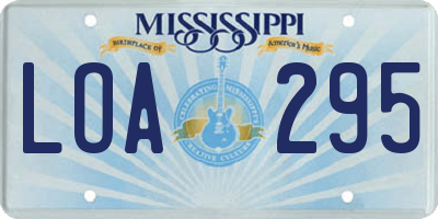 MS license plate LOA295
