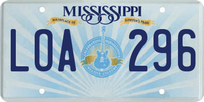MS license plate LOA296