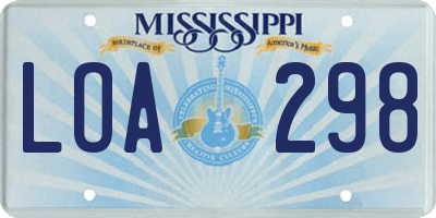 MS license plate LOA298