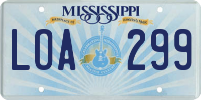 MS license plate LOA299