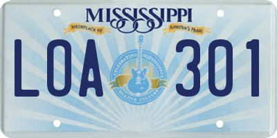 MS license plate LOA301