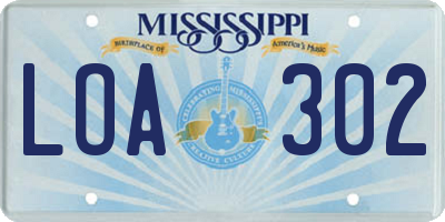 MS license plate LOA302