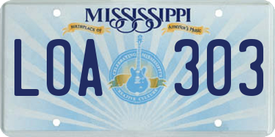 MS license plate LOA303