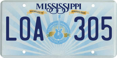 MS license plate LOA305