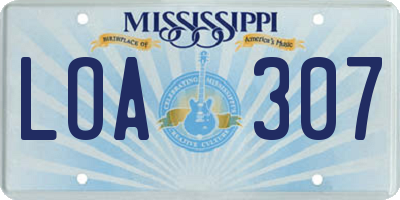 MS license plate LOA307