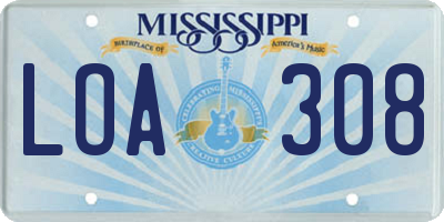 MS license plate LOA308