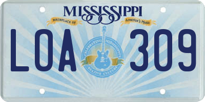 MS license plate LOA309