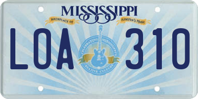 MS license plate LOA310
