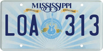 MS license plate LOA313